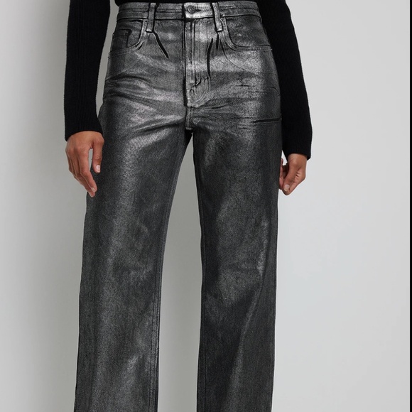 Mid Waist Silver Coated Denim - Picture 1 of 5